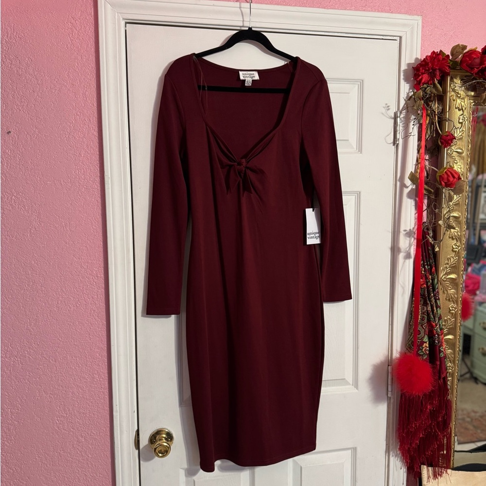 Burgundy Unique Vintage Wiggle bodycon